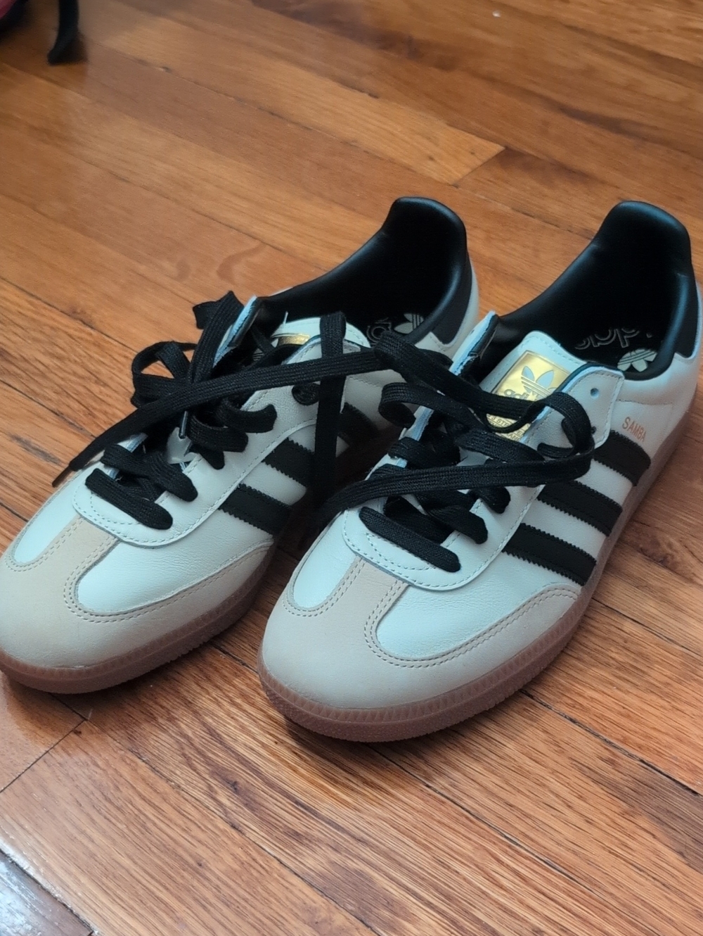 Adidas Samba OG Shoes Women's Size 9.0 White Sand Cream Black Gold